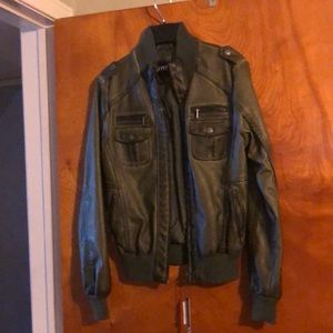 Vegan leather bomber jacket